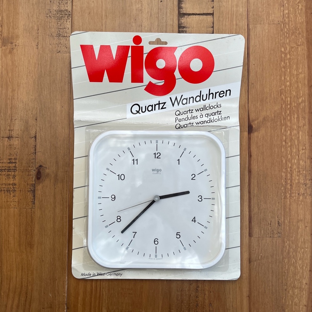 NWT Vintage Wigo Quartz Modernist 9” Wall Clock Black White Made in West Germany